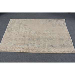 Alfombra Turca Vintage Pequeña de 2.4x3.9 pies, Alfombra de Lana con Estampado Animal Marrón - Product Image 3