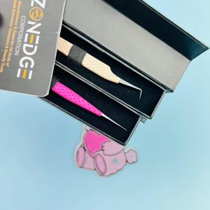 Pince à cils professionnelle en acier inoxydable avec pointe en fibre pointue label privé beauté cils tuile embouts en fibre antistatique - Product Image 5