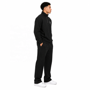 Custom Men's Quarter Zip Hoodies Fleece Sweatshirt With Embroidered Logo Front Casual Stand Collar Regular Fit <b>Tracksuit</b> B2B USA - Product Image 2