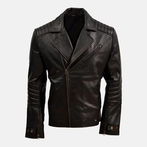 Veste en cuir d'hiver pour homme avec logo personnalisé, col montant, design professionnel, matériau en cuir de vache - Taille et couleur personnalisables - Product Image 3
