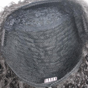 Nouveauté <span class=keywords><strong>Perruque</strong></span> Mi-Haute Mi-Basse <span class=keywords><strong>Synthétique</strong></span> Bandeau Ondulé Kinky Curly 22 Pouces Cheveux Noirs pour Femme sans Colle - Product Image 6