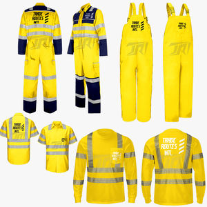 Directo de fábrica Heavy Duty Reflective ANSI Clase 1 Ropa DE SEGURIDAD azul Poliéster impermeable Babero general Cuello redondo abotonado - Product Image 1