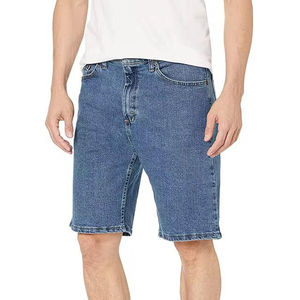 Shorts de Mezclilla Azul Claro Lavado al Ácido, Transpirables, de Verano para Hombre, Estilo Vintage, Decoración con Botones, Diseño Desgastado con Efecto de Sol - Product Image 1