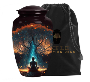 Urna de cremación de aluminio hecha a mano Meena recubierta grande (220 pulgadas cúbicas) y recuerdo (3 pulgadas cúbicas) tamaños urnas de cremación Premium - Product Image 1