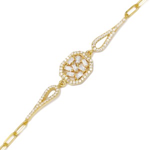 Unique Geometric Design Baguette <b>Charm</b> Bracelet Turkish Wholesale 925 Sterling Silver Jewelry - Product Image 4