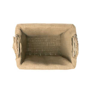 Small Rectangular <b>Wicker</b> <b>Basket</b> Lined with Hessian - Product Image 2