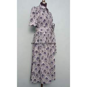 Vestido de Mujer, Hermoso, de Algodón Puro, con Estampado Digital Floral, Largo hasta la Rodilla, Elegante, con Cinturón Decorativo, para Fiestas Especiales - Product Image 5