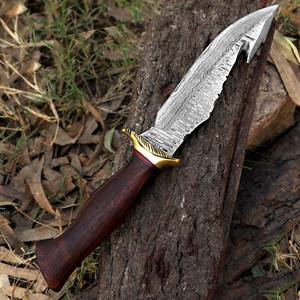 Couteau de chasse en acier damas de haute qualité fait à la main plat extérieur polyvalent Camping couteau gaine OBM personnalisable en gros - Product Image 3