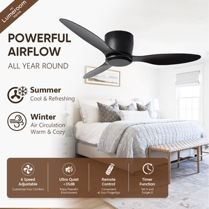 Ventilateur de plafond encastré de 52 pouces sans éclairage avec télécommande, ventilateur silencieux à moteur DC à profil bas pour chambre à coucher et salon - Product Image 2