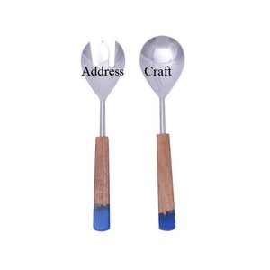 Newly Designed <b>Salad</b> Server Set Best Seller Stainless Steel Cutlery Serving Spoon Fork Set Resin Handle <b>Salad</b> <b>Tools</b> Utensils - Product Image 6