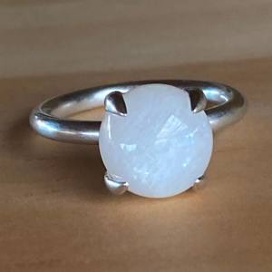 Sólido 925 plata esterlina genuino Arco Iris piedra lunar 12mm cabujón bisel ajuste clásico Unisex anillo joyería hecha a mano - Product Image 2