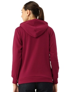 Sudadera con capucha para mujer, color granate, con cremallera, de algodón y felpa, estilo casual, holgada, a la moda, estilo urbano. - Product Image 4