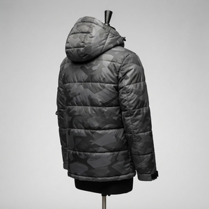 <b>Men</b> <b>Padded</b> <b>Jacket</b> <b>Hooded</b> Quilted Warm Multi Pocket Zip Up Winter Outdoor <b>Jacket</b> OEM ODM Wholesale - Product Image 2