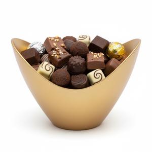 Bol à chocolat décoratif pour la maison, design moderne, en métal doré, pour servir des bonbons lors de mariages et autres événements, en promotion. - Product Image 1