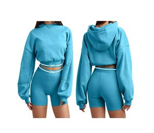 Conjuntos de salón de verano de 2 piezas de gran tamaño para mujer Traje corto con capucha vintage con sudadera Pantalones cortos Ropa - Product Image 2