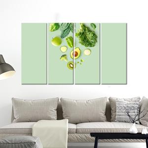 Impression sur toile de salade verte moderne : art mural élégant et vibrant, lot de 4 toiles - Product Image 1