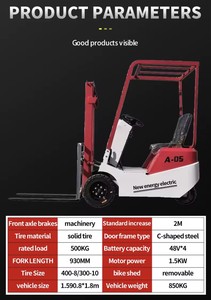 Montacargas eléctrico ligero de 3 ruedas, 3 toneladas, apilador de paletas a batería, batería de plomo-ácido - Product Image 2