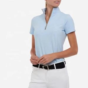 Wholesale Cotton Equestrian Show Shirts for Women Quick Dry Half Sleeve Base <b>Layer</b> Zipper Closure Customizable Colors Sizes - Product Image 1