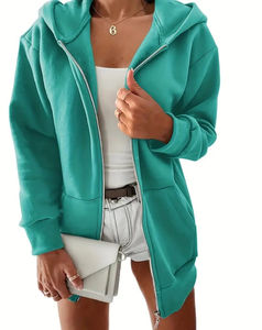 Sudaderas con capucha ODM/OEM al por mayor con cremallera completa Logotipo de impresión personalizada Tallas grandes Sudaderas con capucha para mujer - Product Image 1