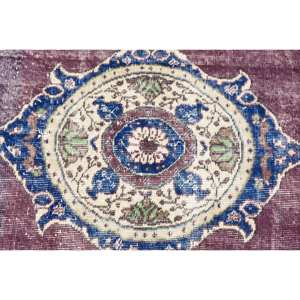 Classic Purple Blue <b>Large</b> Area <b>Rug</b> 3.7 X 6.9 ft Woolen Patchwork Design Turkish Carpet for <b>Living</b> <b>Room</b> Hallway Rectangle Latex - Product Image 5