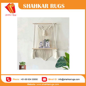 Nouveau design personnalisé grand macramé tenture murale étagère bohème intérieur corde plante cintre élégant décor à la maison verre stockage meilleur prix - Product Image 4