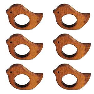 Luxury hand carved <b>rustic</b> <b>wooden</b> napkin ring set farmhouse <b>dining</b> <b>table</b> decor wedding party banquet dinner arrangements - Product Image 5