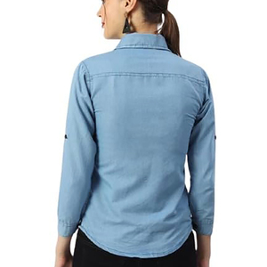 Women denim <b>shirt</b> simple elegant design for modern fashion Women denim <b>shirt</b> made of high quality cotton denim material - Product Image 6