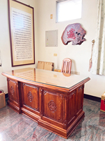 Magnifica Scrivania da Ufficio in Stile Europeo, Realizzata a Mano in Legno di Teak Massiccio Intagliato, Modulare, Sostenibile, Antica e Confortevole