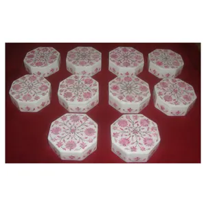 Super Best Quality Good Finishing Natural Coloured Marble Octagonal Shape Mother Of Pearl Jewelry Storage Boxes Hot Selling Item