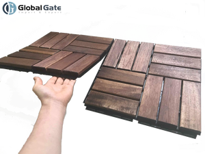 Azulejos entrelazados de madera de acacia natural de diseño contemporáneo del proveedor de Vietnam, cubierta modular para balcón al aire libre, antideslizante - Product Image 4