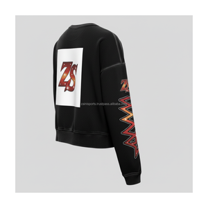 Sudadera de mezcla de algodón Heavyweight 320 GSM, forro polar interior Ultra suave, negro, logotipo personalizado, sudaderas básicas con bordado de pantalla DTG - Product Image 4