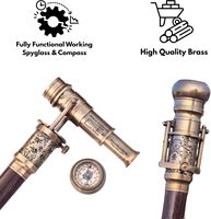 Canne télescope artisanale en laiton poli antique de 39 pouces, design de jumelles rétractables à 3 sections, fonctionnelle et optique