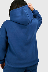 Sudadera de Invierno de Alta Calidad al por Mayor, Estilo Hip Hop, Azul Sólido, Bordado Personalizado en la Parte Delantera, 2 Costuras, Hombros Caídos, Talla Grande - Product Image 2