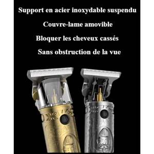 Tondeuse à cheveux professionnelle en acier inoxydable T9, rasoir à barbe, étanche IPX7, batterie rechargeable USB réglable - Product Image 6