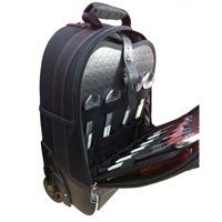 Zaino Portautensili CSPS Impermeabile Nero in Poliestere con Ruote e Chiusura, Alta Capacità 25L, 36x21x49cm, Capacità 25kg, Cinghie Regolabili, OEM