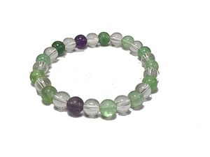 Handmade Fluorite with crystal Round <b>Beads</b> <b>Bracelet</b> Crystal <b>Beads</b> Fashion Jewelry for <b>Men</b> & Women Energy Gemstone Gift - Product Image 2