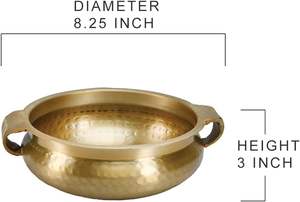 Tazón de Latón de Primera Calidad, Textura Martillada Dorada, Decoración para Salas de Estar, Entradas, Restaurantes, Bodas Indias - Product Image 3