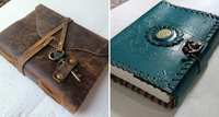Journal de couverture rigide en cuir, pièces, fait sur mesure avec embellissements en laiton