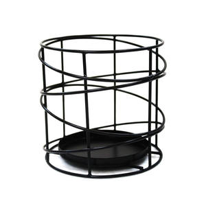 Soporte votivo de alambre de Metal negro moderno soporte de Pilar negro recubierto de polvo para decoración del hogar fiestas bodas y eventos - Product Image 1
