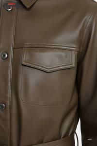 2025 New High End <b>Women</b> Genuine Leather <b>Corduroy</b> Bomber <b>Jacket</b> Winter Luxury Turn-down Collar Stripe Pattern - Product Image 5