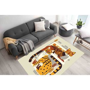 Tapis Abstrait Deux Chats : Tapis d'appoint Bohème, Tapis Imprimé, Tapis Doux à Poils Longs - Product Image 4