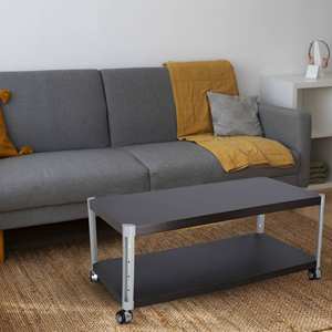 Mesa de centro de metal con ruedas, acabado Wenge, 90x45x30cm - Product Image 4
