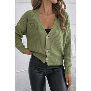 Blusa de punto con botones y manga larga para mujer, 30901 - Product Image 3