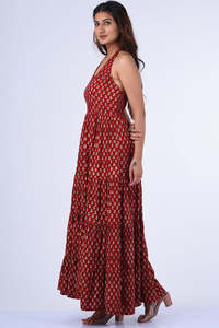 Vestido de verano de algodón de gasa elegante con estampado de bloque de mano indio para mujer Vestido de verano ecológico - Product Image 3