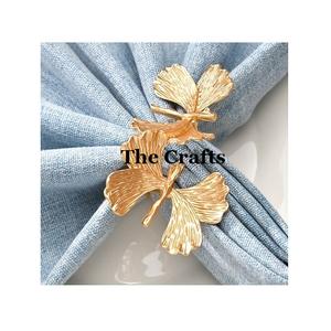 Rond de serviette au design unique, taille et forme personnalisées, lot de 3 anneaux de tissu couleur or pour la vente en gros - Product Image 6