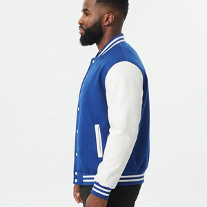Fabricant OEM, vestes de baseball personnalisées de qualité supérieure, vente en gros, veste d'hiver en laine avec manches en cuir, veste bomber varsity pour hommes - Product Image 2