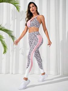 Ropa de Yoga para mujer, conjunto de gimnasio y Fitness, Sujetador deportivo sin mangas, Sujetador deportivo recortado de un hombro y conjunto de mallas de cintura alta - Product Image 5