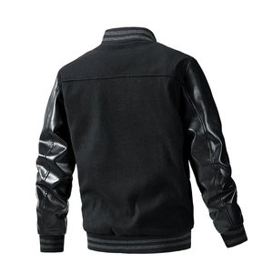 Chaqueta de hombre teñida lisa de calle alta bordada superventas chaqueta universitaria de hombre con manga de cuero personalizada de béisbol Letterman Varsity - Product Image 2