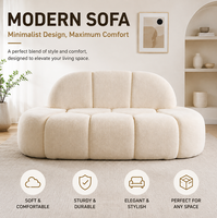Canapé modulaire moderne en forme de L à trois places, tissu bouclé de luxe, coussins confortables, meubles contemporains pour salon