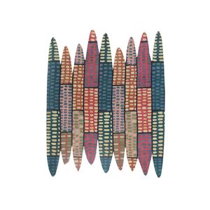 Tapis en laine noué à la main Jaanwar bleu AIWL-7040 9x12 rectangulaire pour salon, motif patchwork pour la décoration de la maison, couloir - Product Image 1